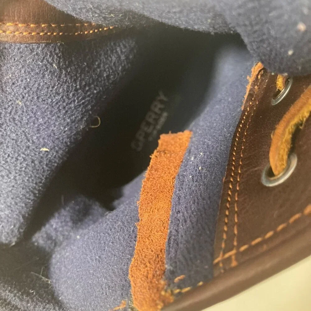 Womens Sperry Saltwater Brown & Blue Leather Top Duck Boot‎ 11